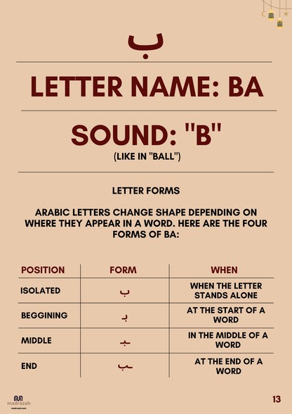 Master Arabic Letters: Learn to Read Arabic Step by Step E-BOOK with AUDIO support